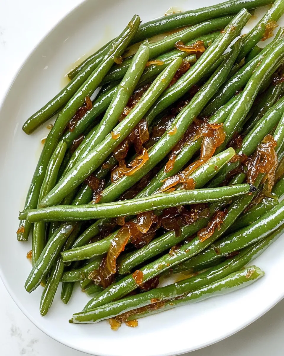 Classic Garlicky Green Beans with Caramelized Shallots shot