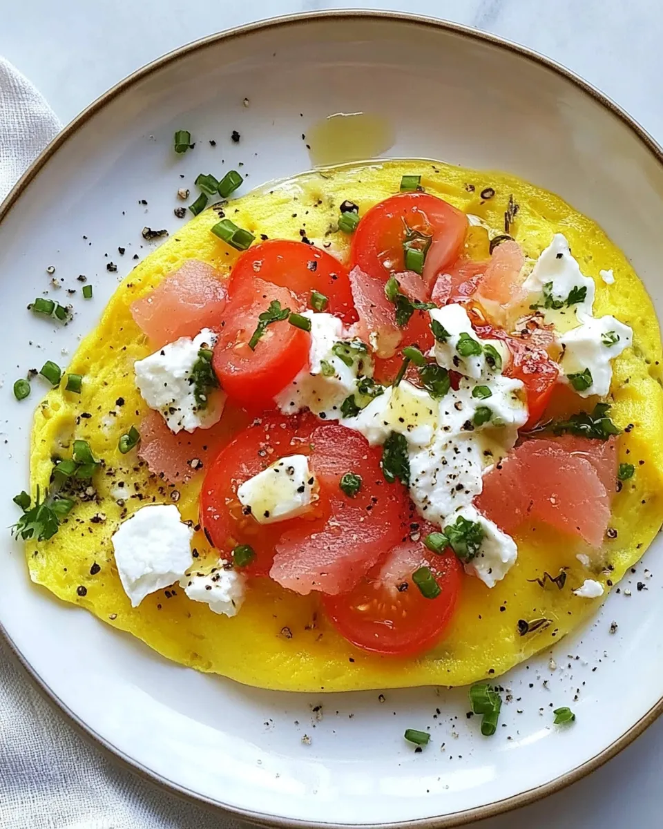 Delicious Goat Cheese Herb Omelet with Nova Lox image