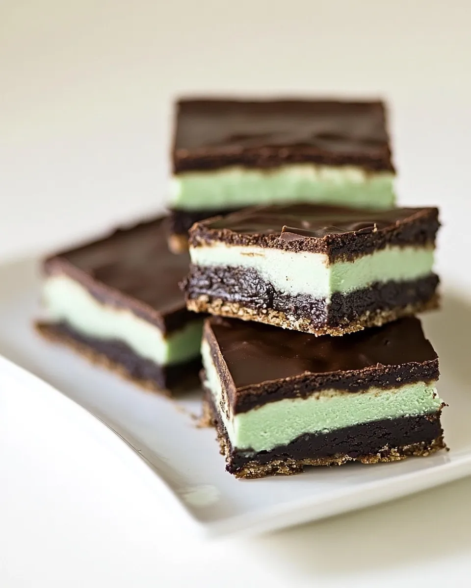 Tasty Grasshopper Brownie Bars plate image