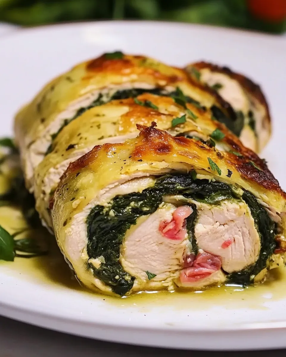 Delicious Greek-Style Chicken Roulade shot