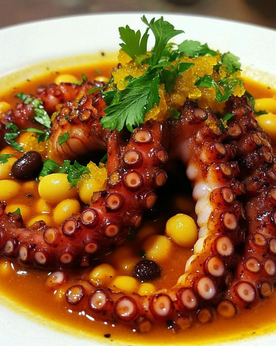 Quick Greek Octopus with Black Eyed Beans recipe photo