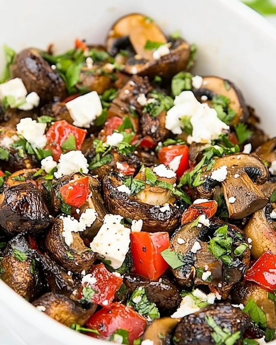 Delicious Greek Style Oven Roasted Mushrooms image