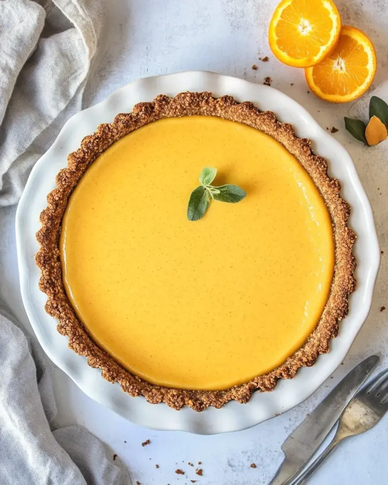 Homemade Healthy Orange Pie With Almond Crust photo