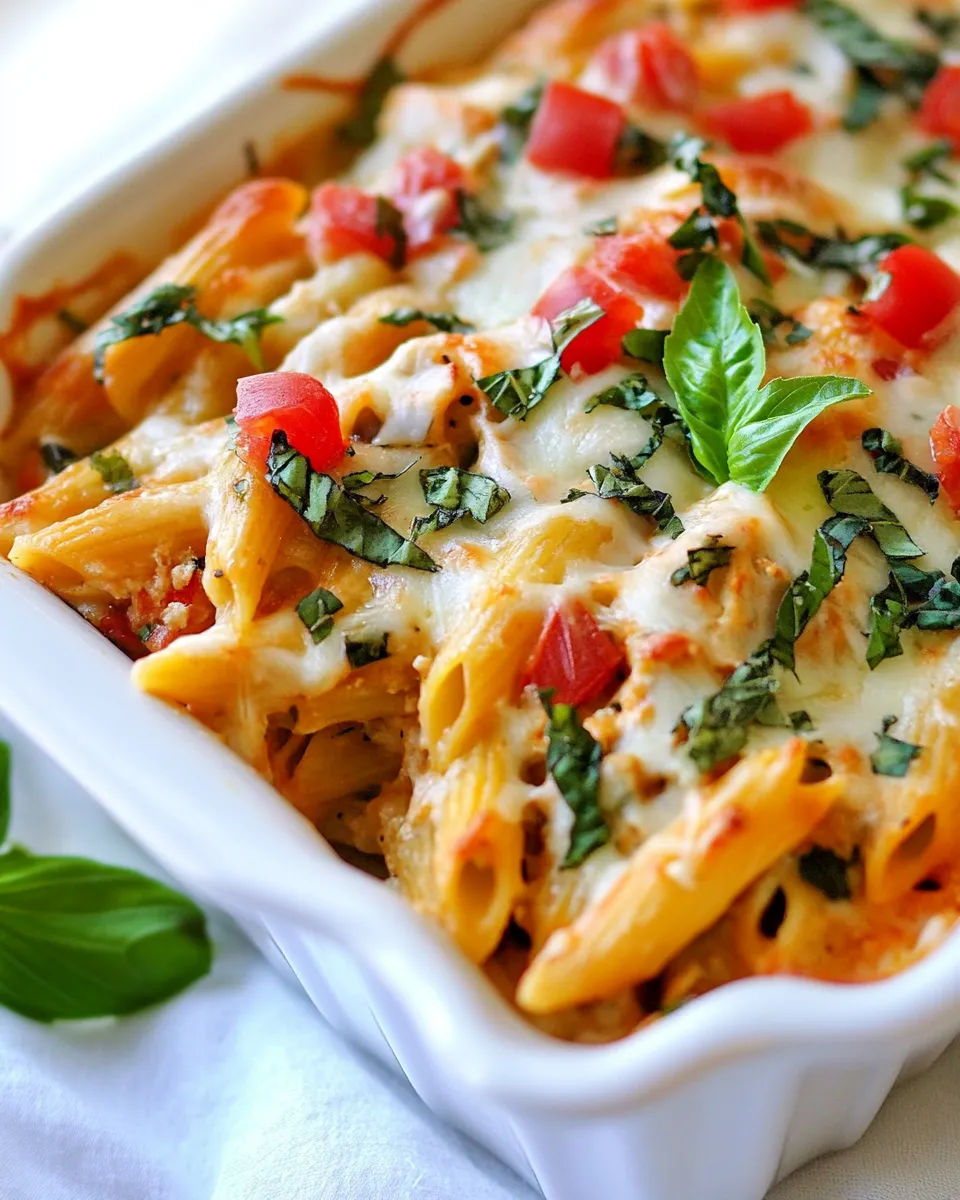 Easy Healthy Three-Cheese Chicken Penne Pasta Bake recipe photo