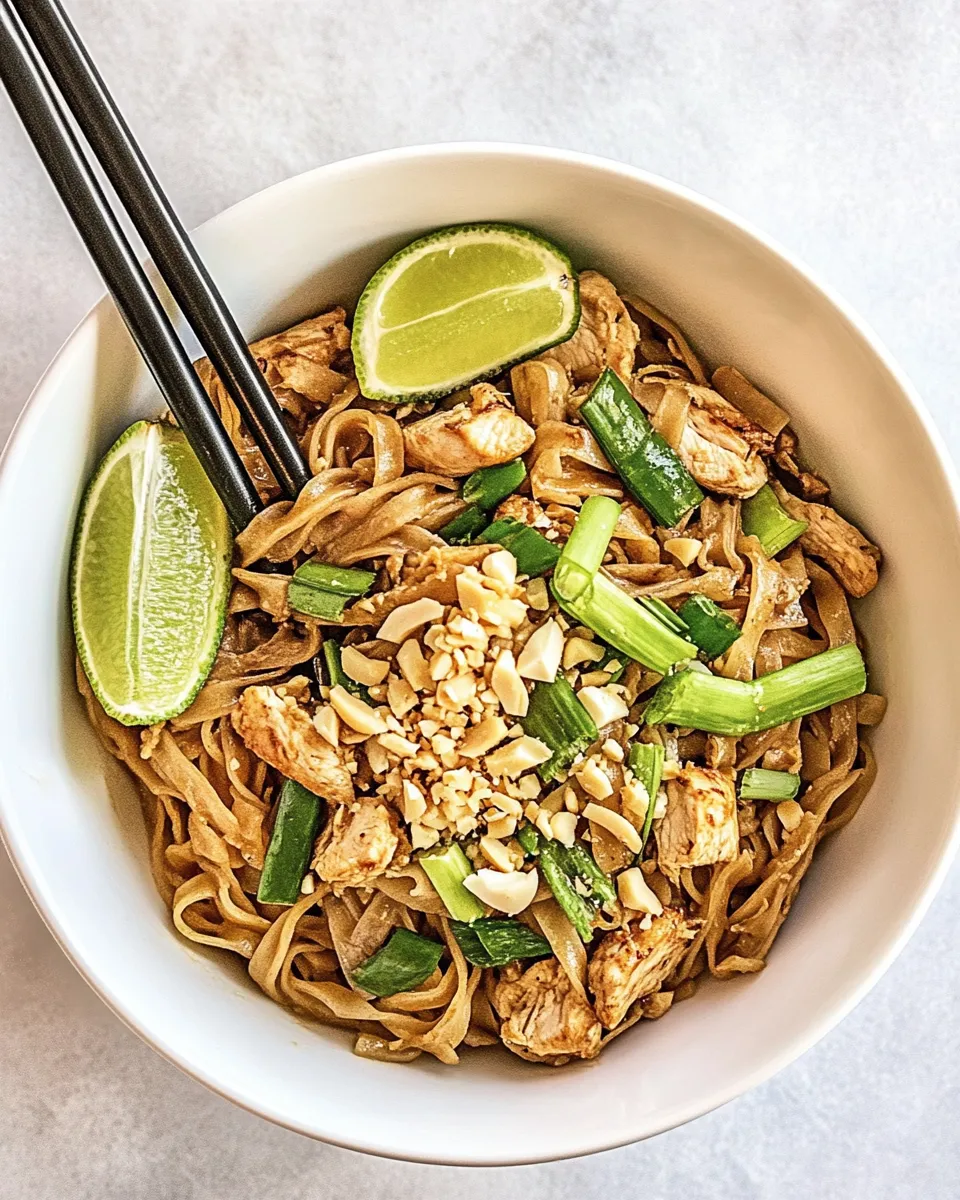 Fresh Homemade Chicken Pad Thai food shot