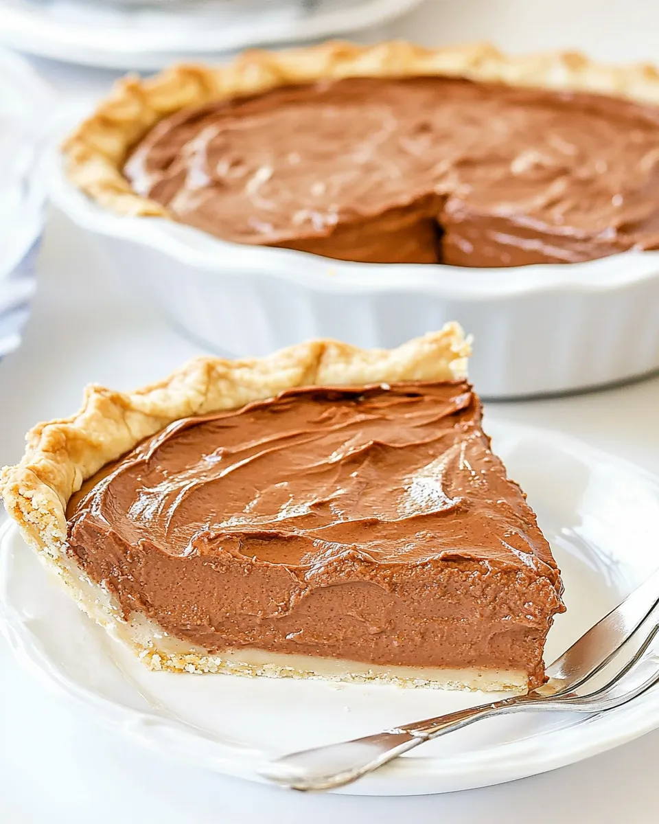 Classic Homemade Chocolate Cream Pie food shot
