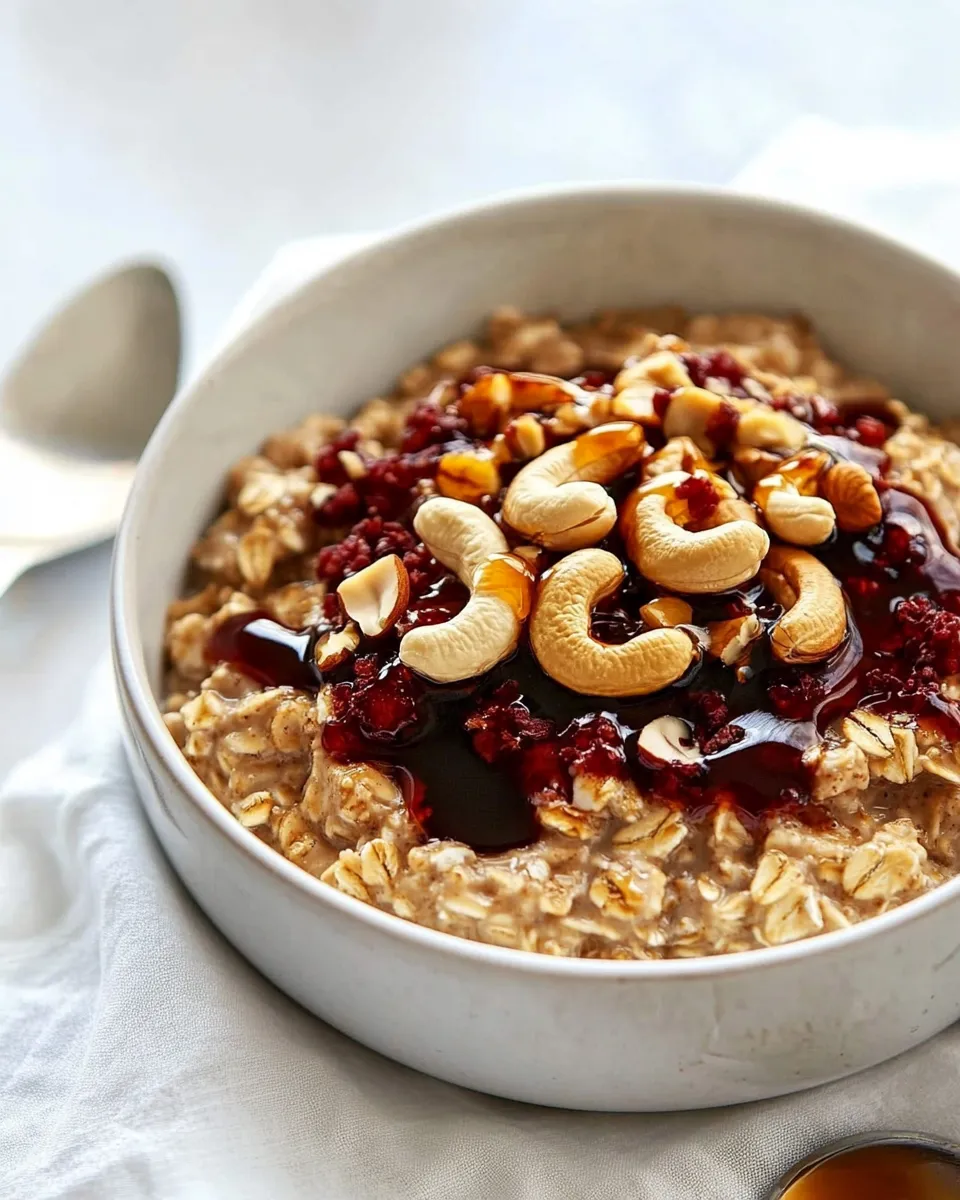Easy Homemade Oatmeal with Cashews and Honey photo