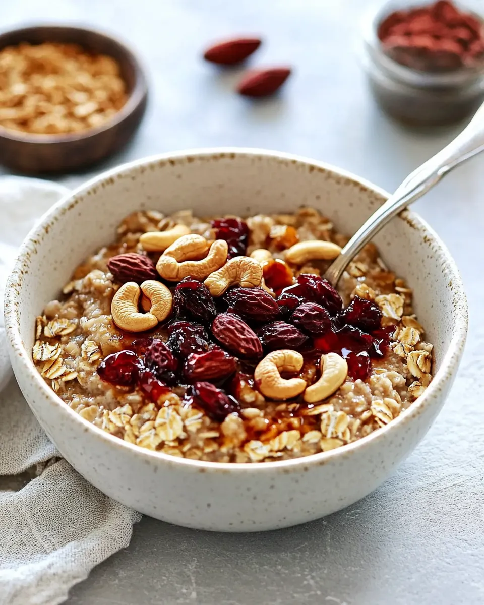 Classic Homemade Oatmeal with Cashews and Honey recipe photo