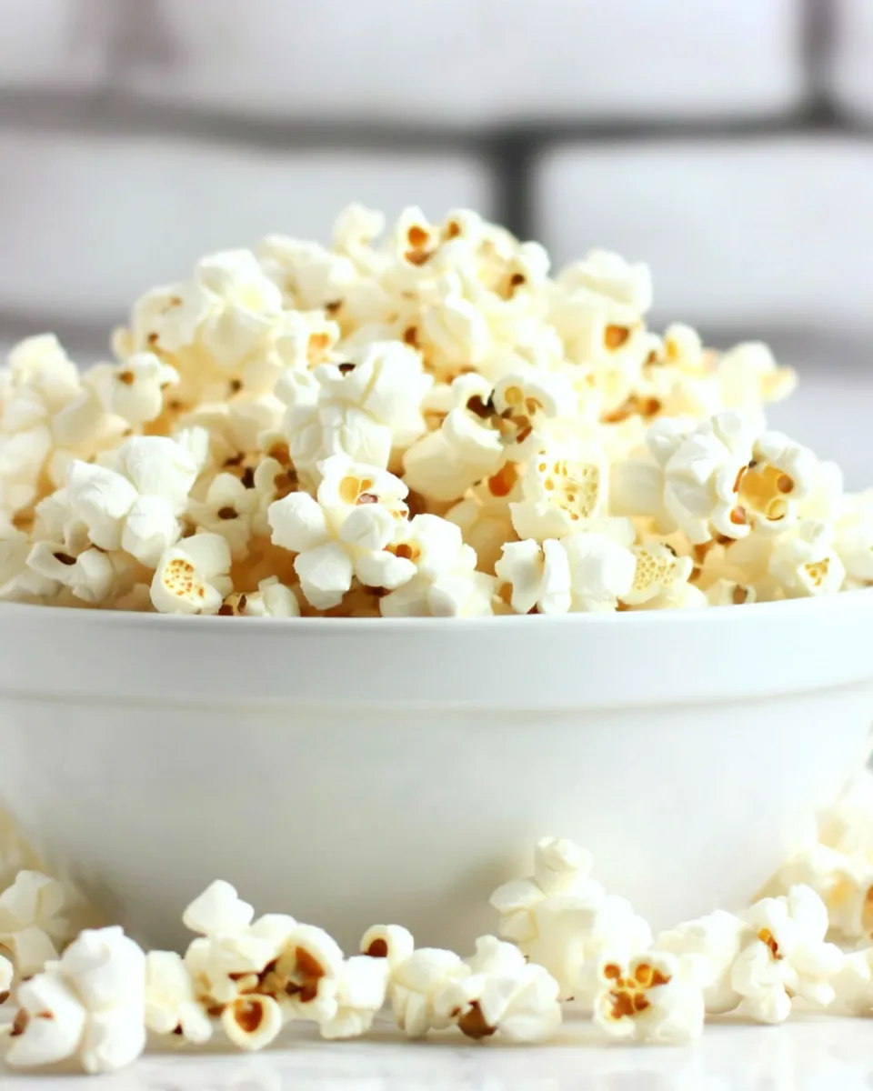 Healthy Homemade Popcorn in Microwave shot