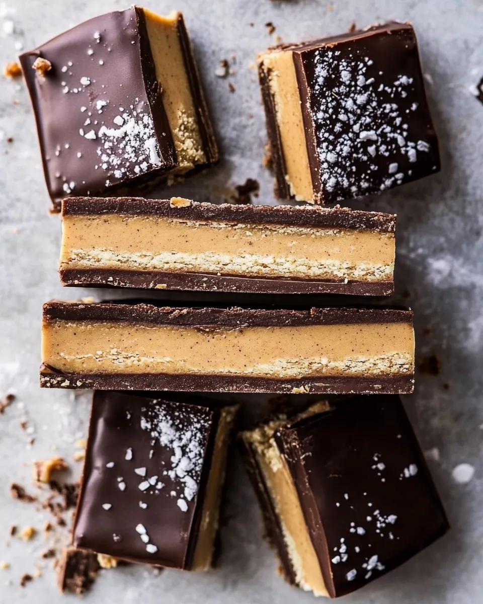 Perfect Homemade Vegan Peanut Butter Twix Bars. photo