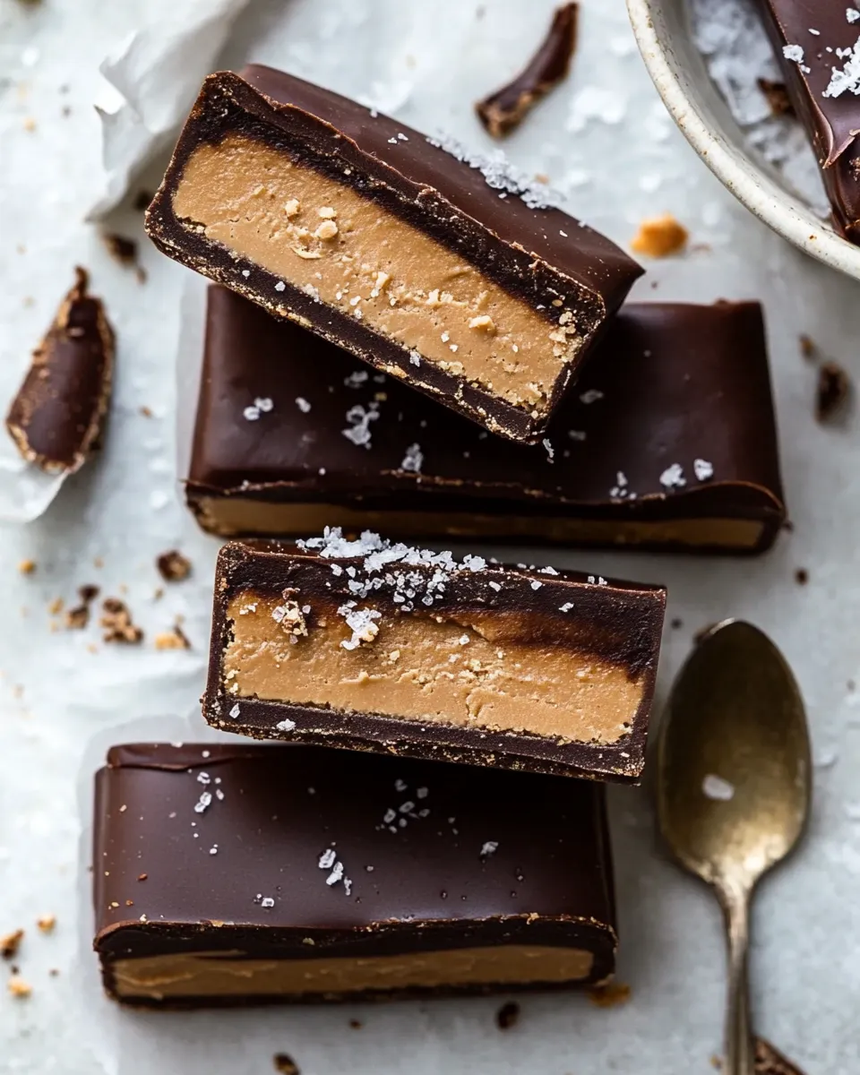 Tasty Homemade Vegan Peanut Butter Twix Bars. dish image