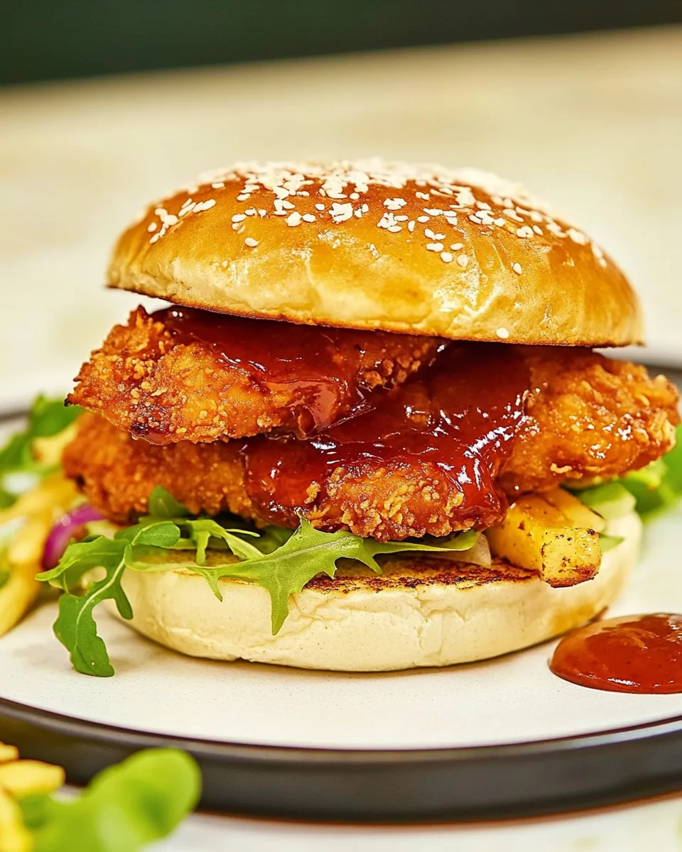 Delicious Hot Honey Chicken Sandwich shot