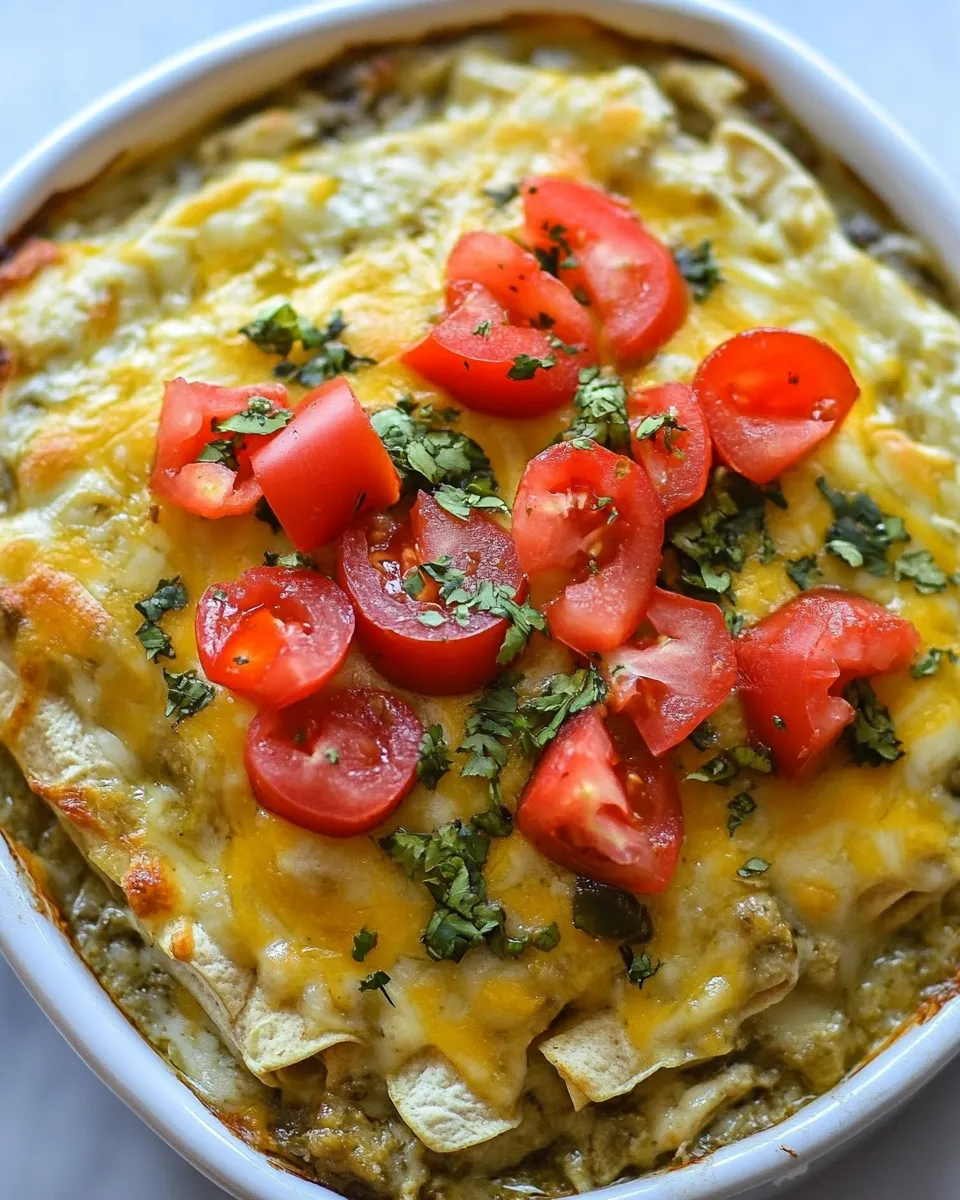 Easy Instant Pot Salsa Verde Chicken Enchilada Casserole photo