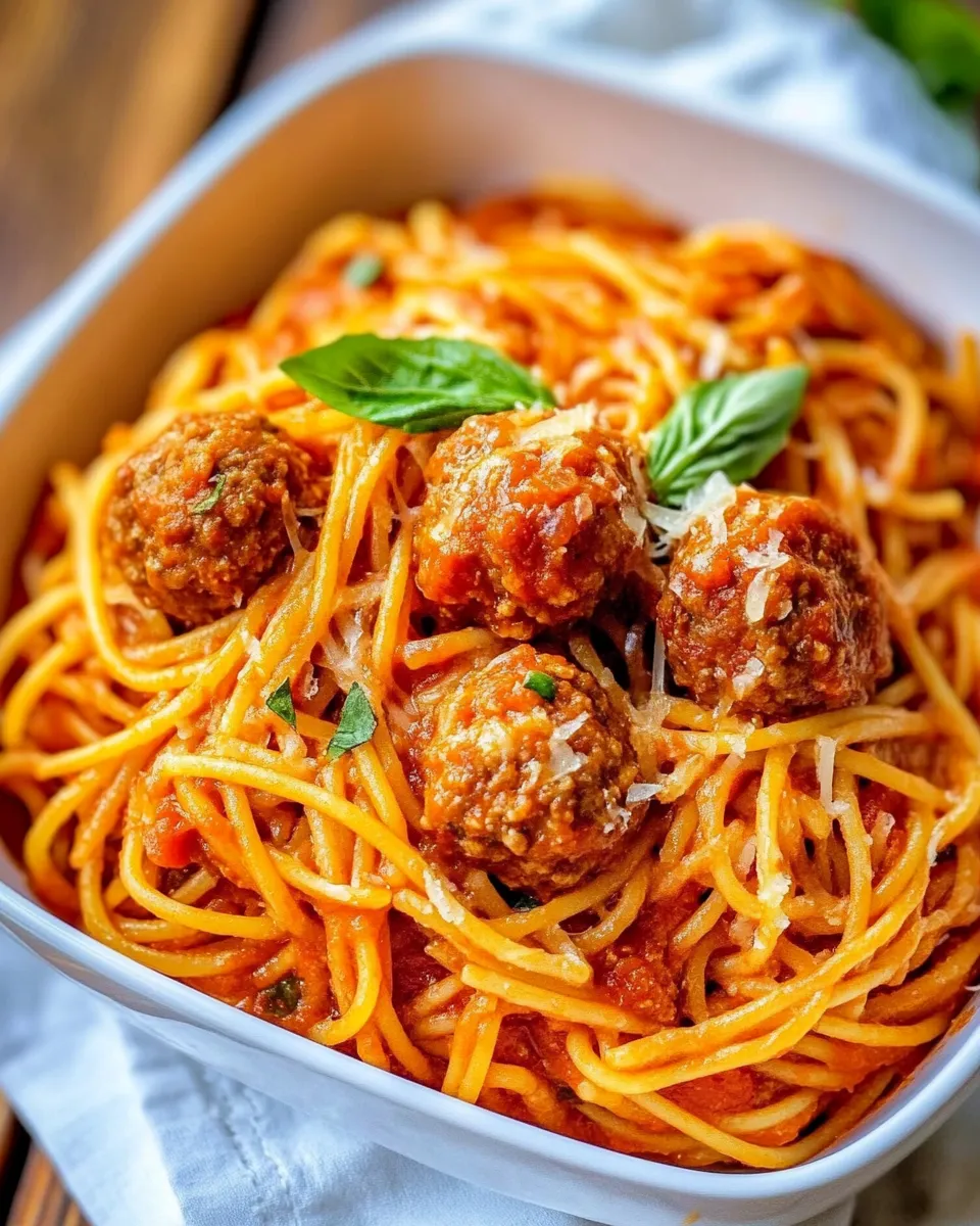Classic Instant Pot Spaghetti and Meatballs food shot