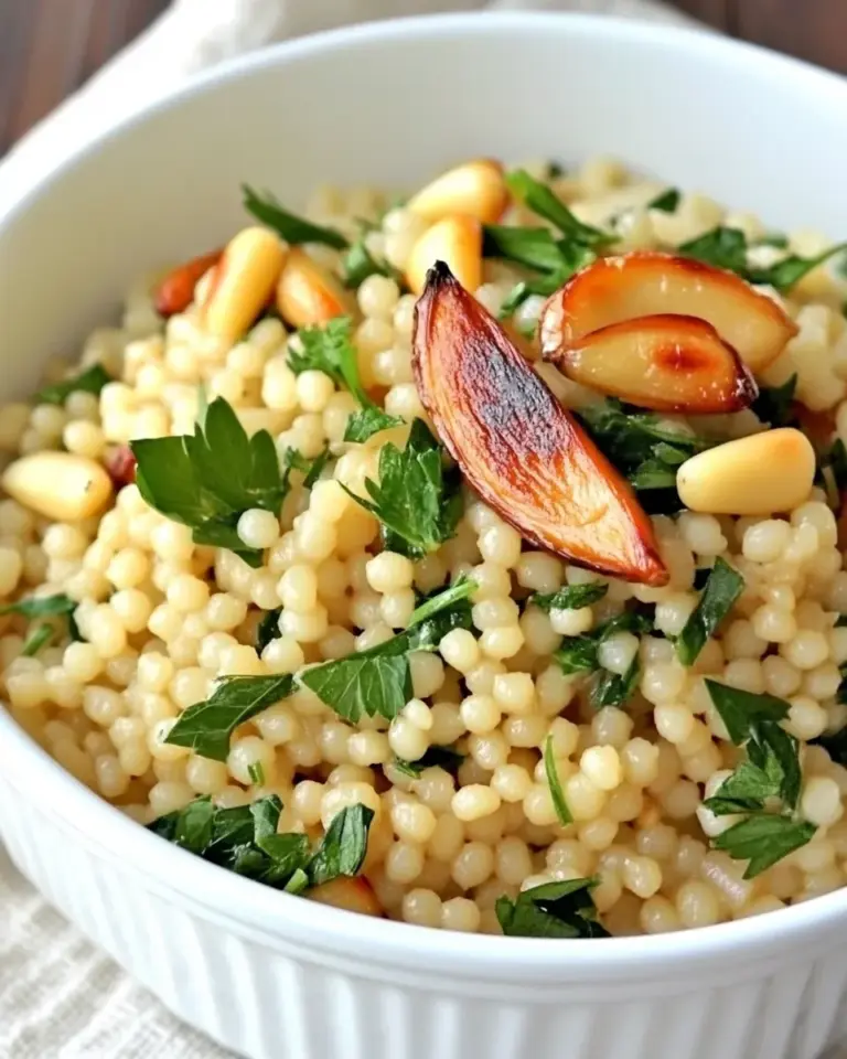Homemade Israeli Couscous with Pine Nuts and Parsley photo