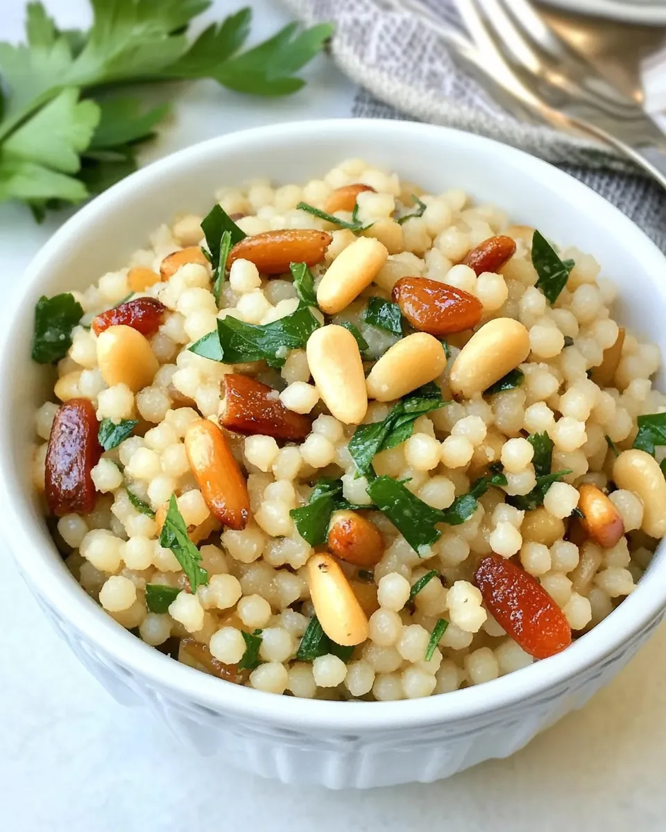 Delicious Israeli Couscous with Pine Nuts and Parsley shot