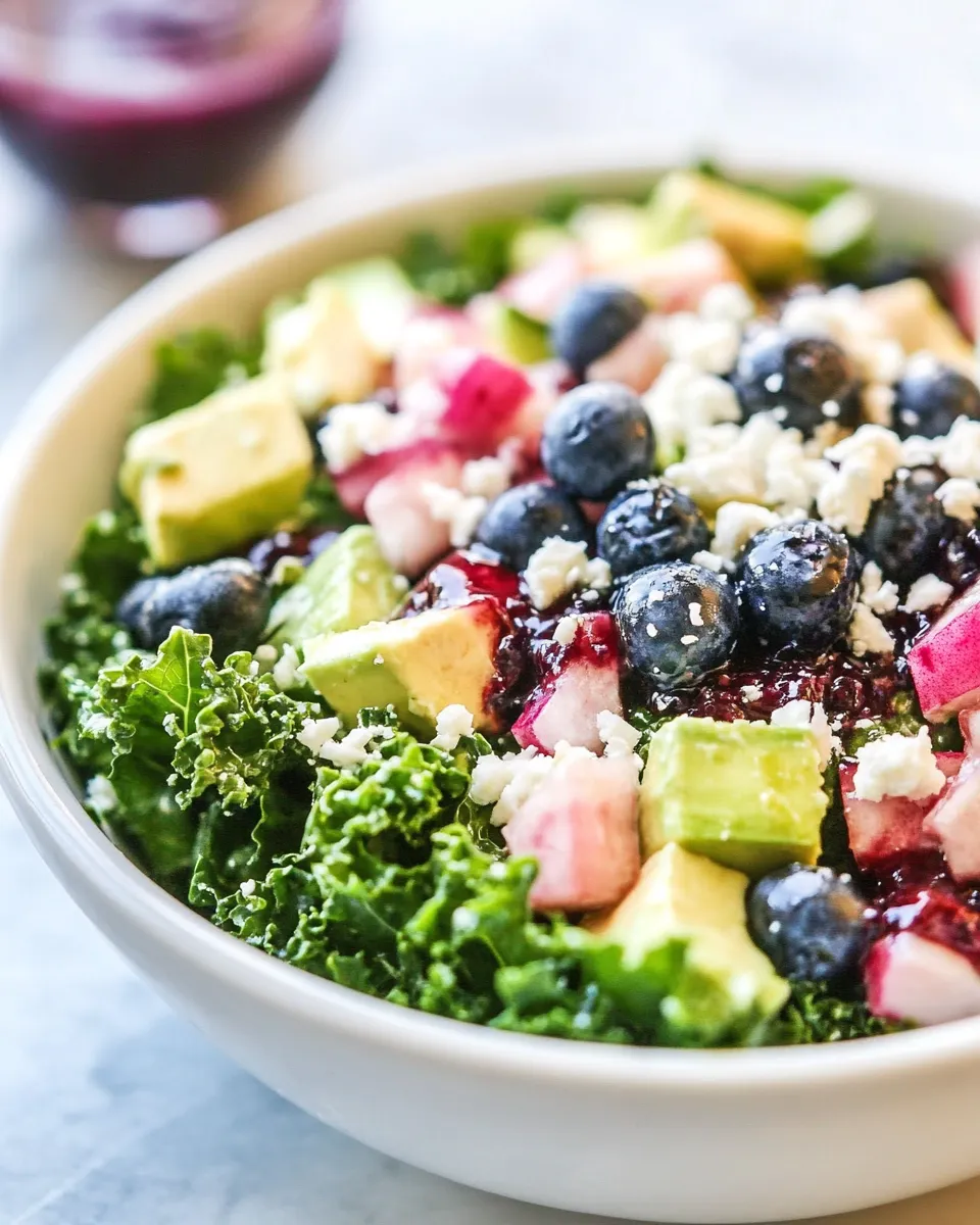 Easy Kale Salad with Blueberry Vinaigrette recipe photo