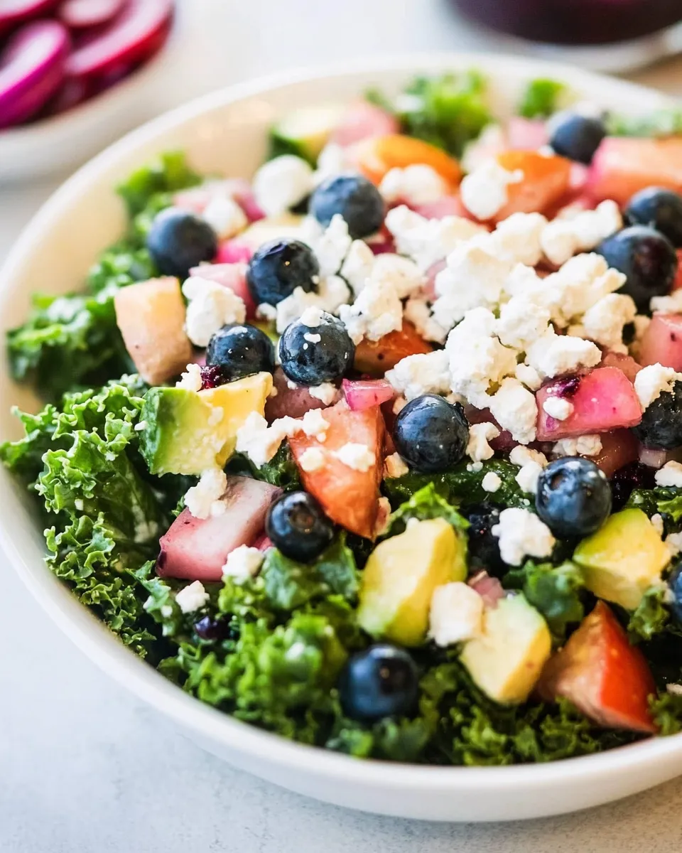 Healthy Kale Salad with Blueberry Vinaigrette shot