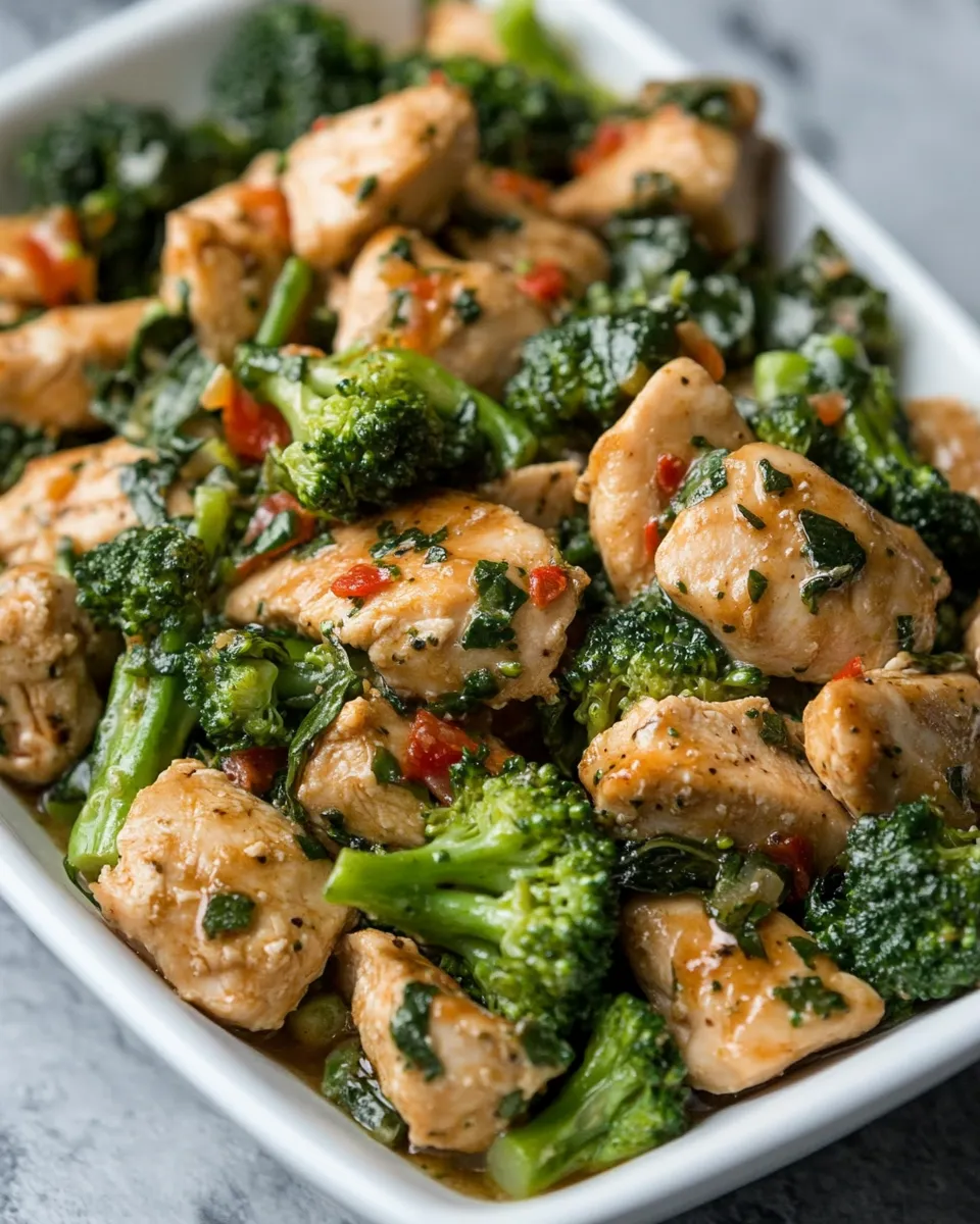 Homemade Keto Garlic Chicken with Broccoli and Spinach recipe image