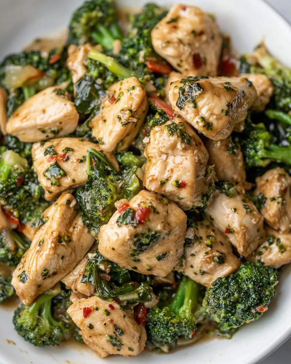 Savory Keto Garlic Chicken with Broccoli and Spinach image