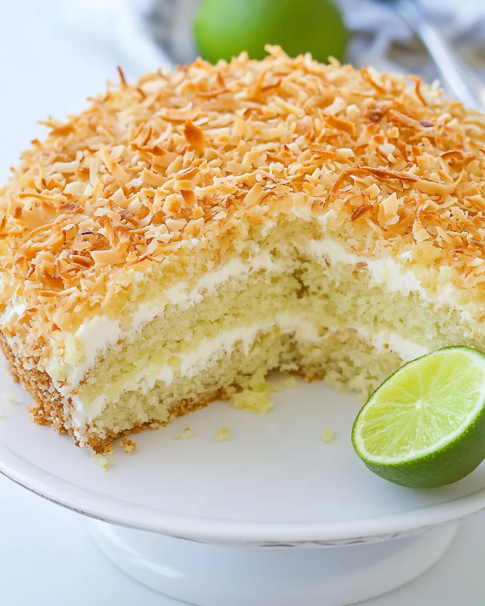 Delicious Key Lime Coconut Cake shot