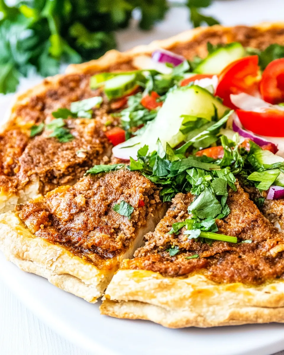 Delicious Lahmacun (Turkish Meat Pies) shot