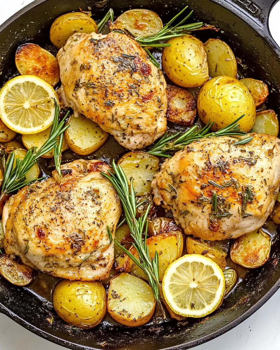 Homemade Lemon Herb Chicken And Potatoes Skillet photo