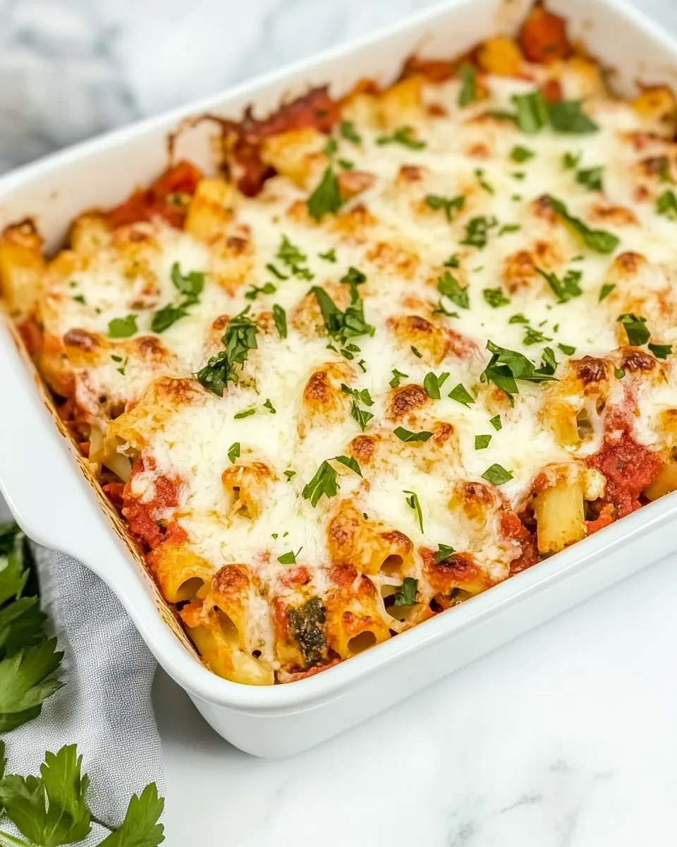 Delicious Meatless Baked Ziti shot