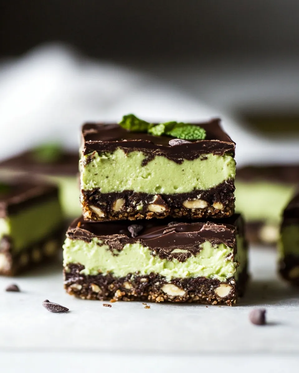 Easy Mint Chocolate Cashew Cream No-Bake Bars photo