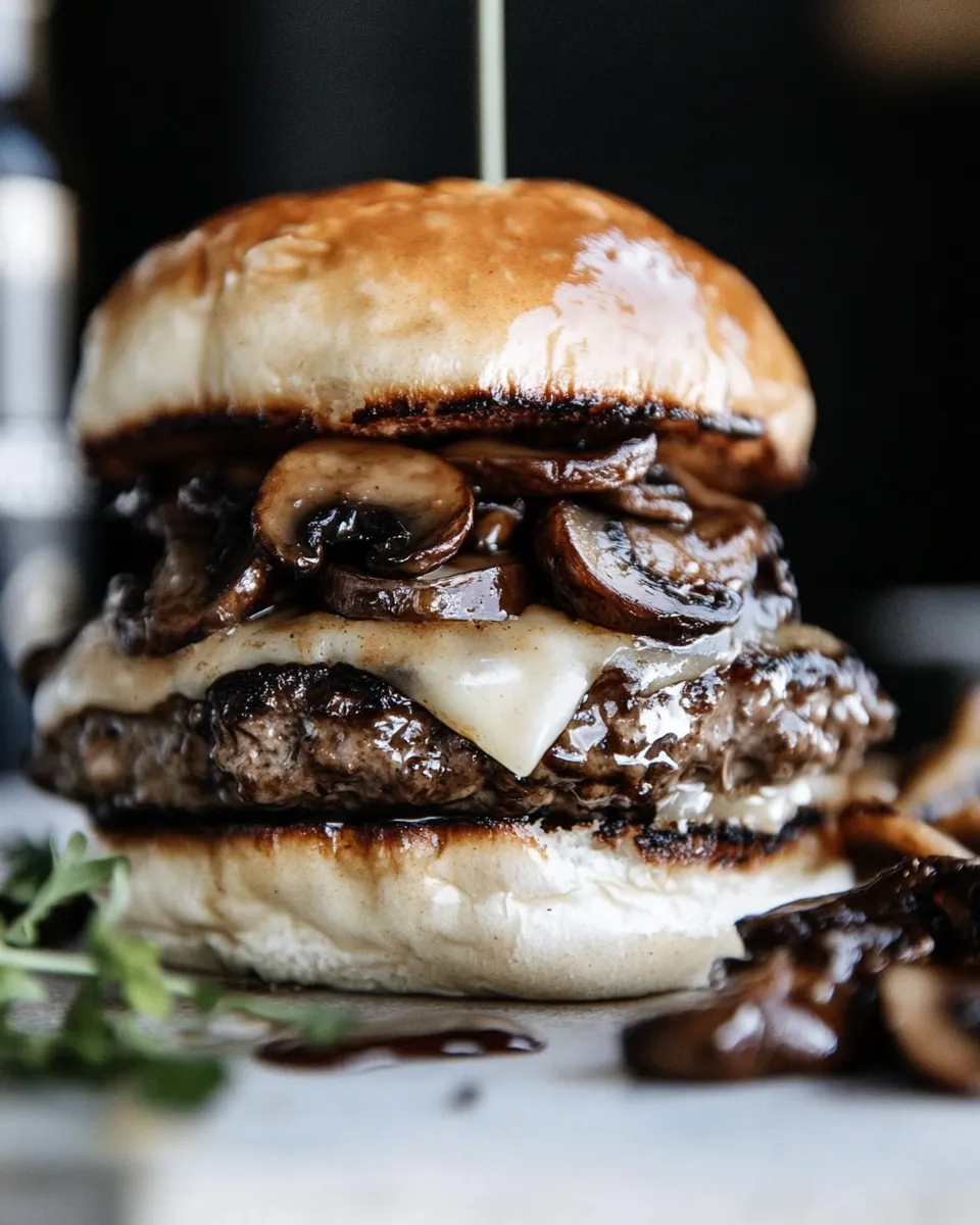 Homemade Mushroom Swiss Burger photo