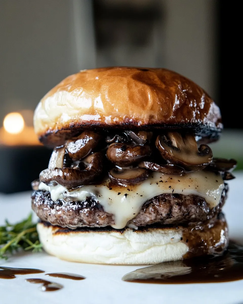 Delicious Mushroom Swiss Burger shot