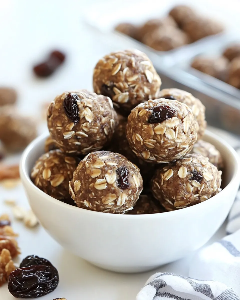 Quick No-Bake Oatmeal Raisin Cookie Energy Bites shot