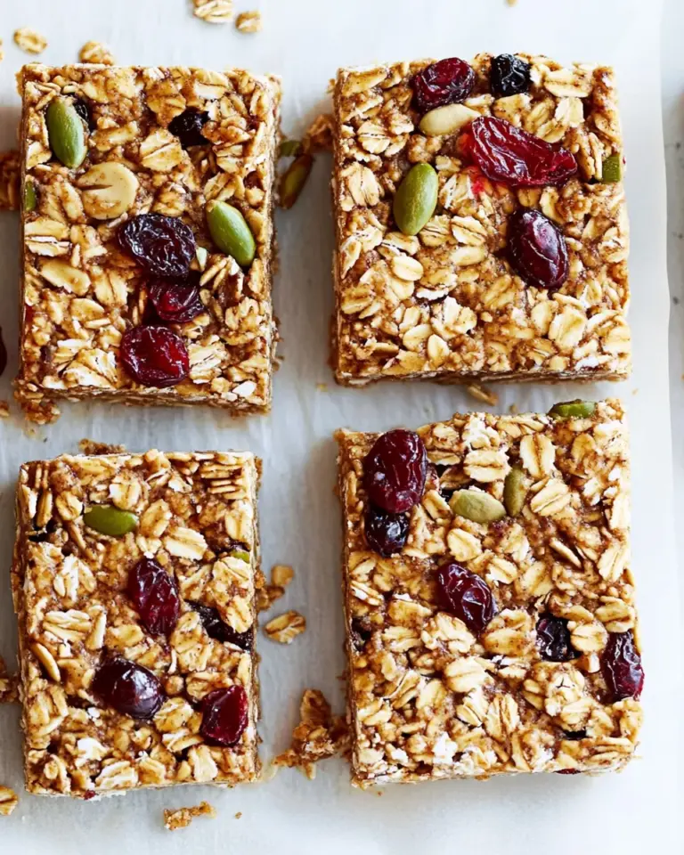 Homemade No-Bake Peanut Butter Granola Bars with Dried Cranberries & Pepitas photo