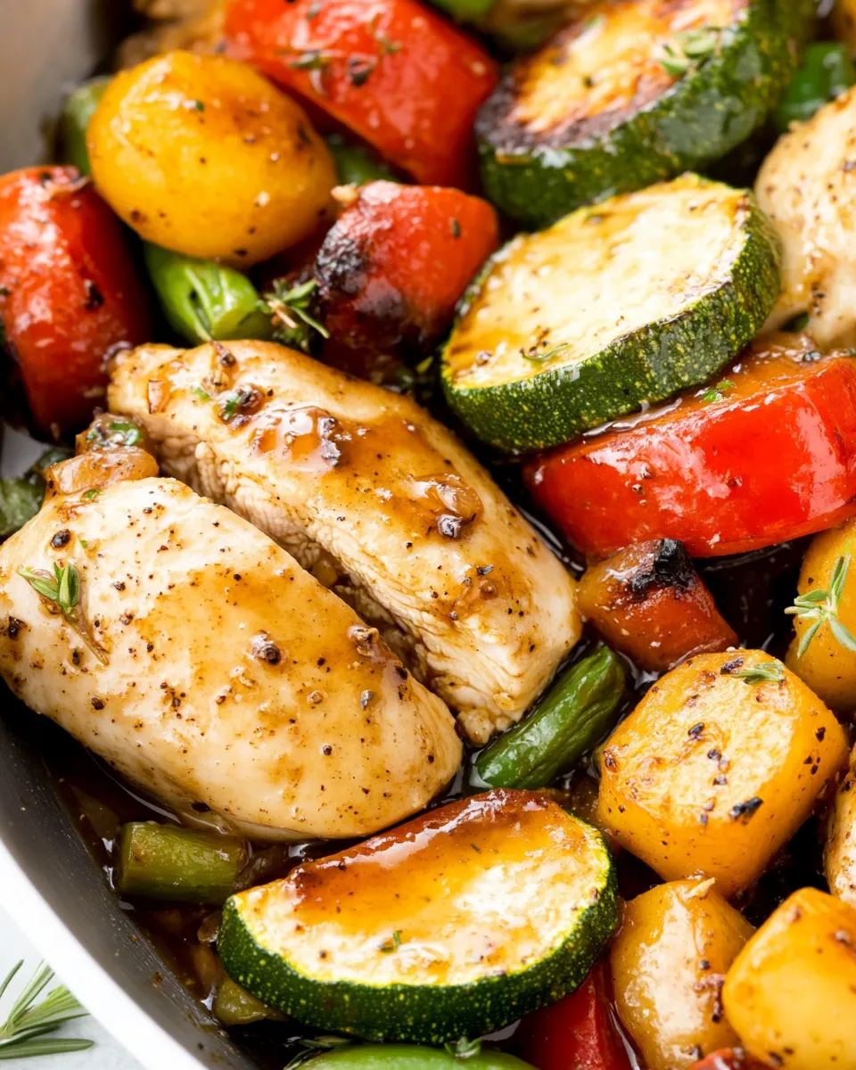 Delicious One-Skillet Balsamic Chicken and Vegetables image