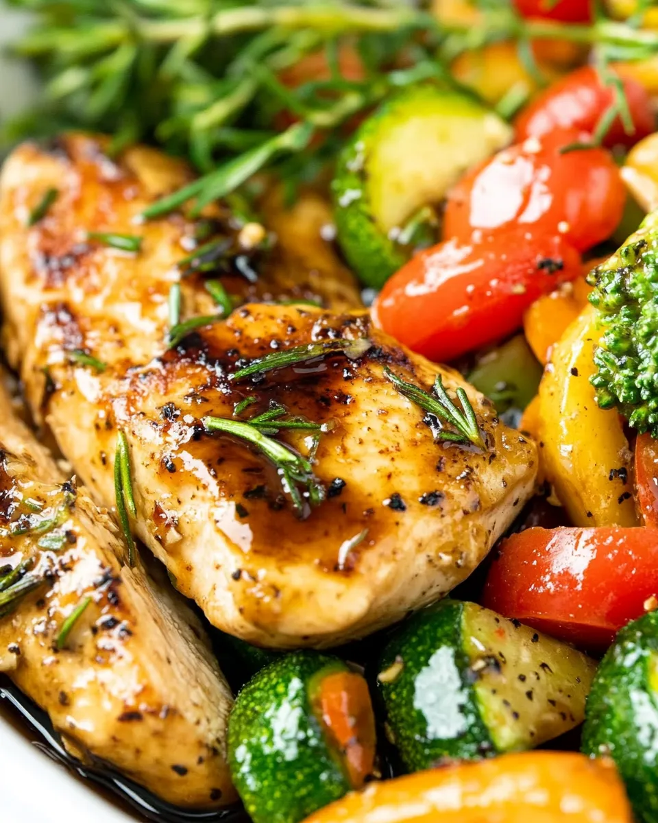 Healthy One-Skillet Balsamic Chicken and Vegetables recipe photo
