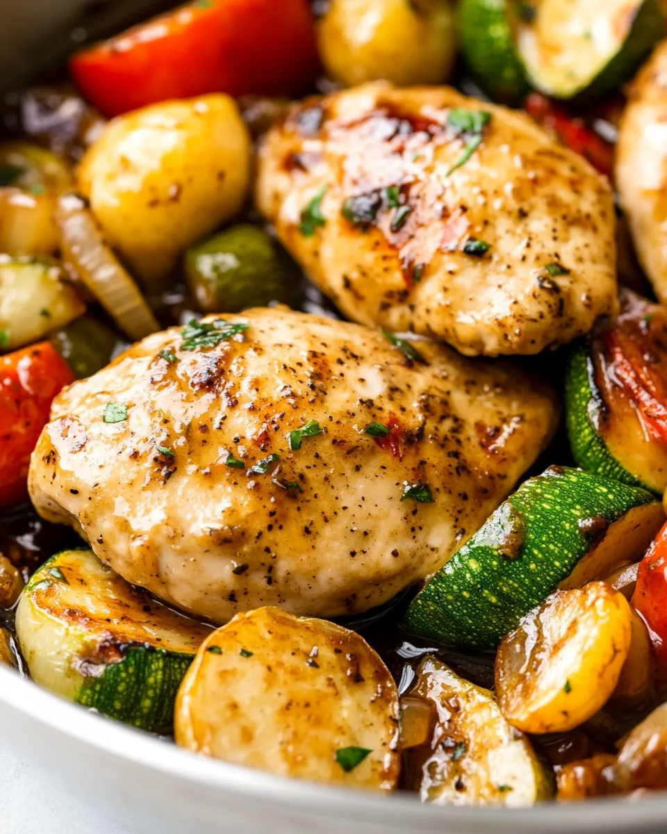 Quick One-Skillet Balsamic Chicken and Vegetables dish photo