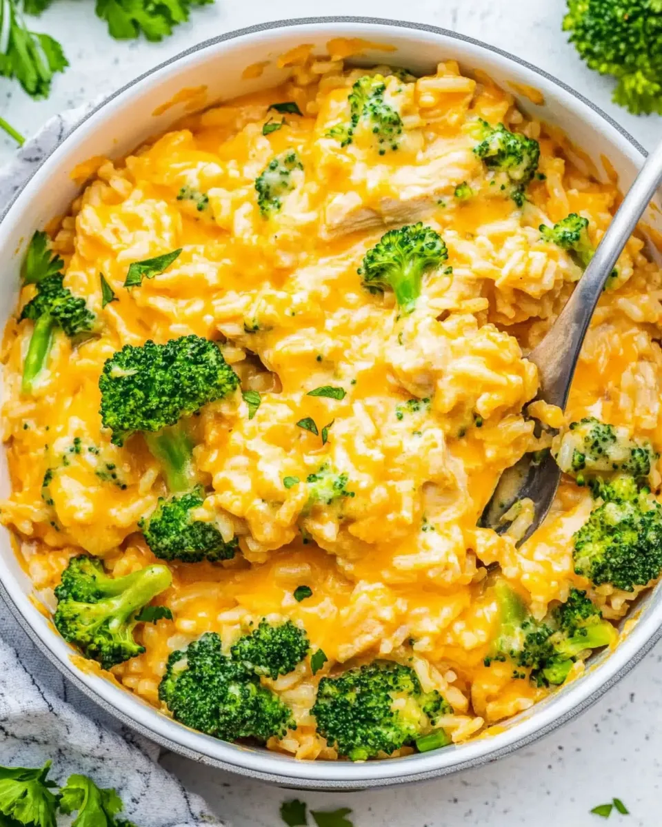 Delicious One Pot Cheesy Chicken Broccoli Rice image