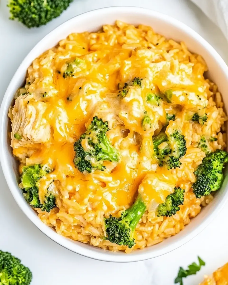 Quick One Pot Cheesy Chicken Broccoli Rice shot
