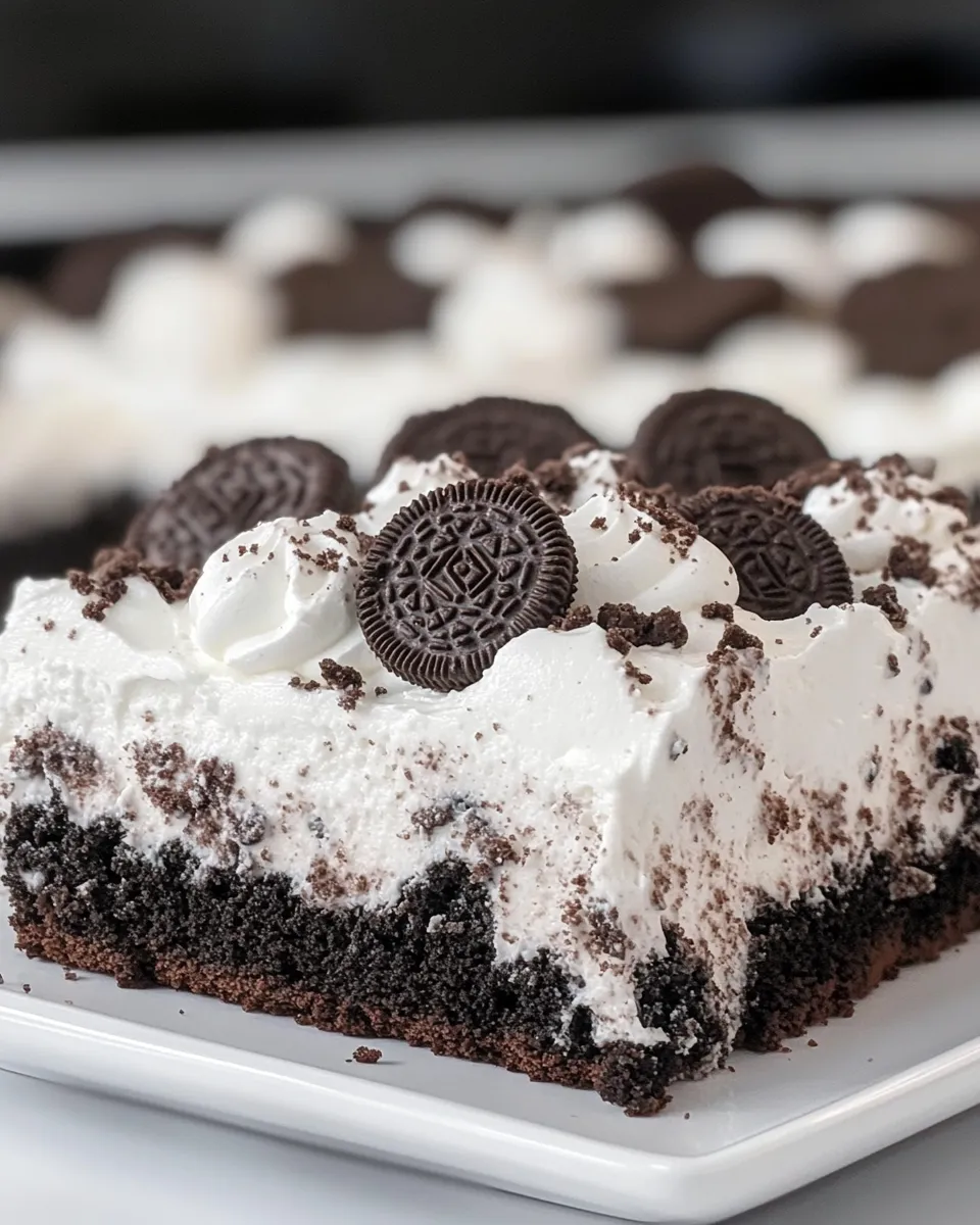 Delicious Oreo Poke Cake shot