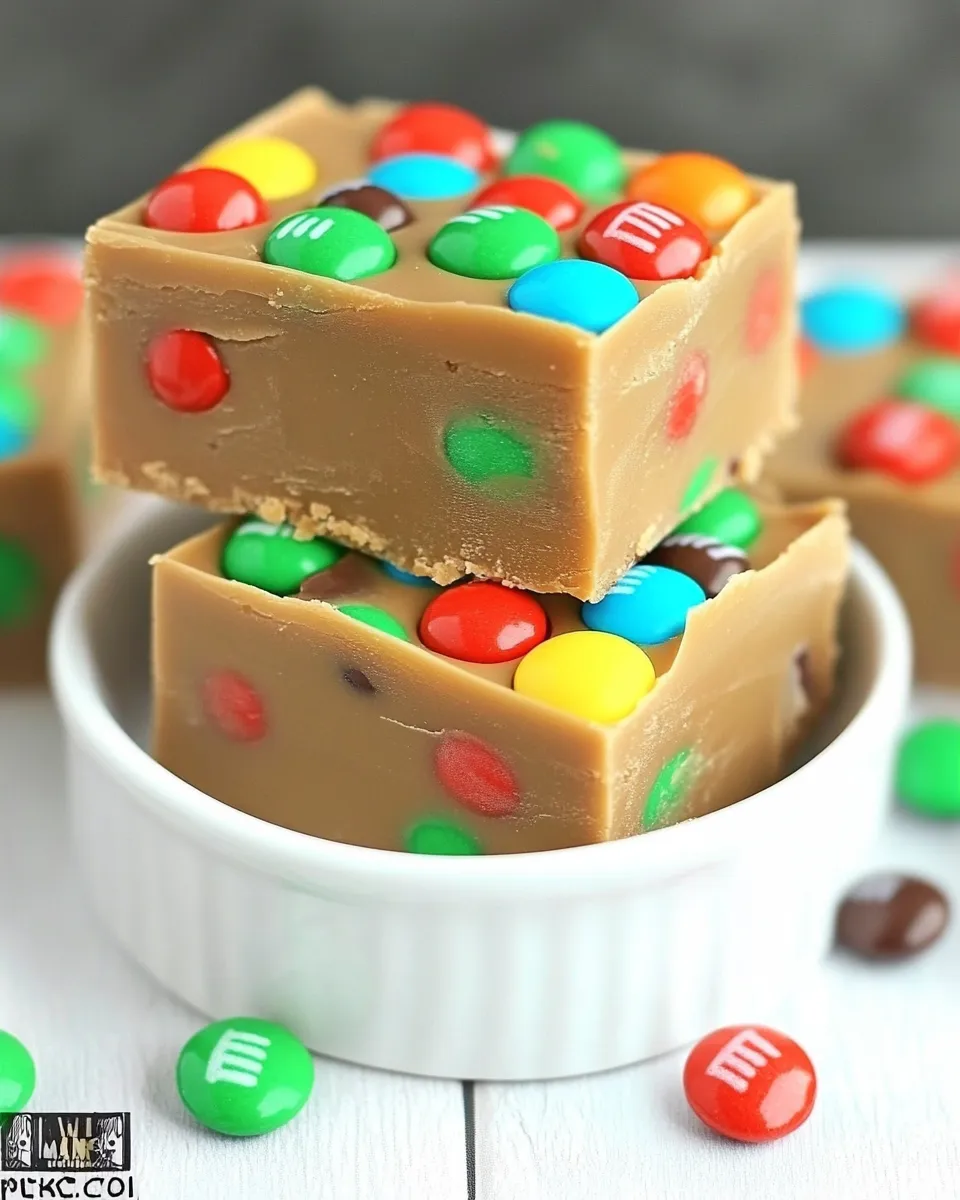 Easy Outrageous Peanut Butter Fudge with M&Ms recipe photo
