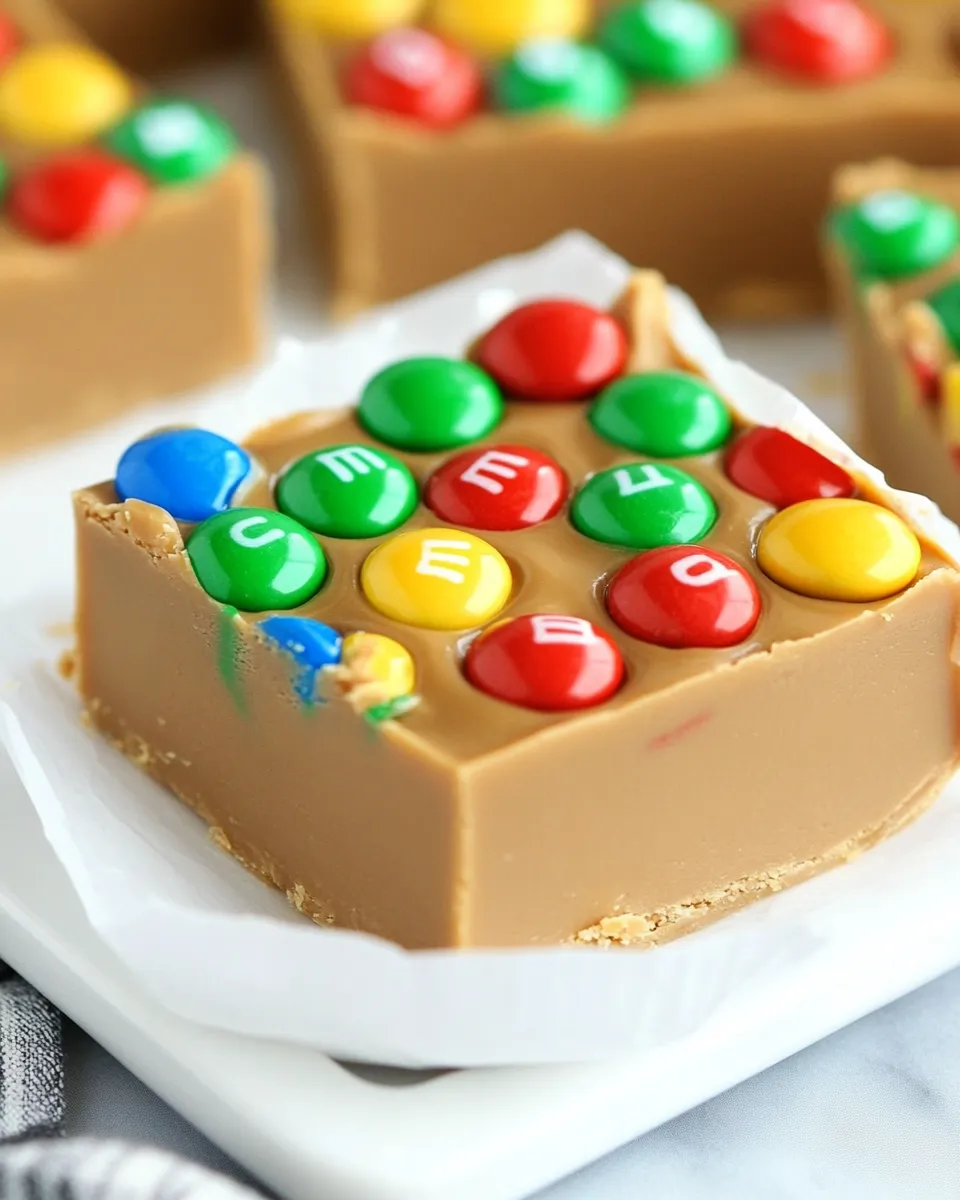 Delicious Outrageous Peanut Butter Fudge with M&Ms shot