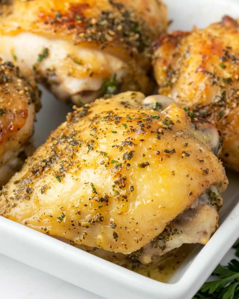 Savory Oven Baked Ranch Chicken Thighs (With Crispy Skin!) recipe photo