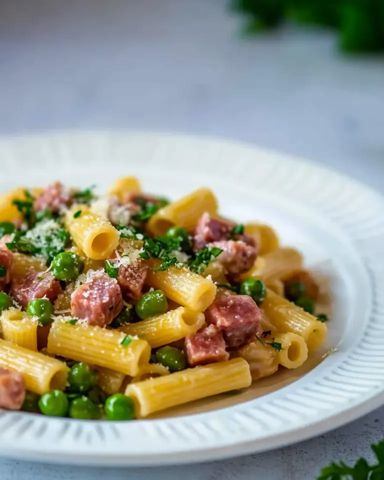 Homemade PASTA WITH PEAS AND KIELBASA photo