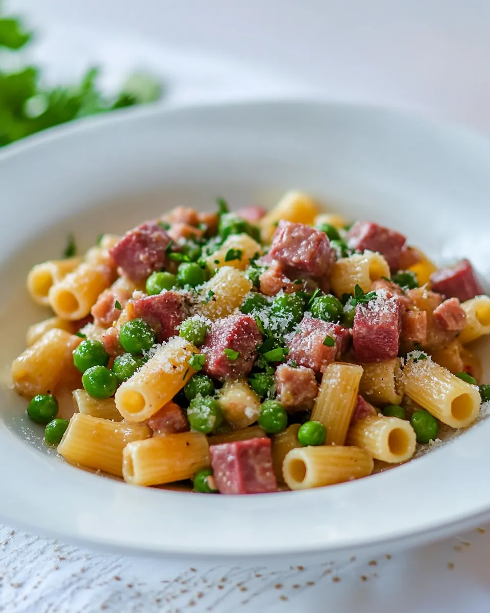Easy PASTA WITH PEAS AND KIELBASA recipe photo