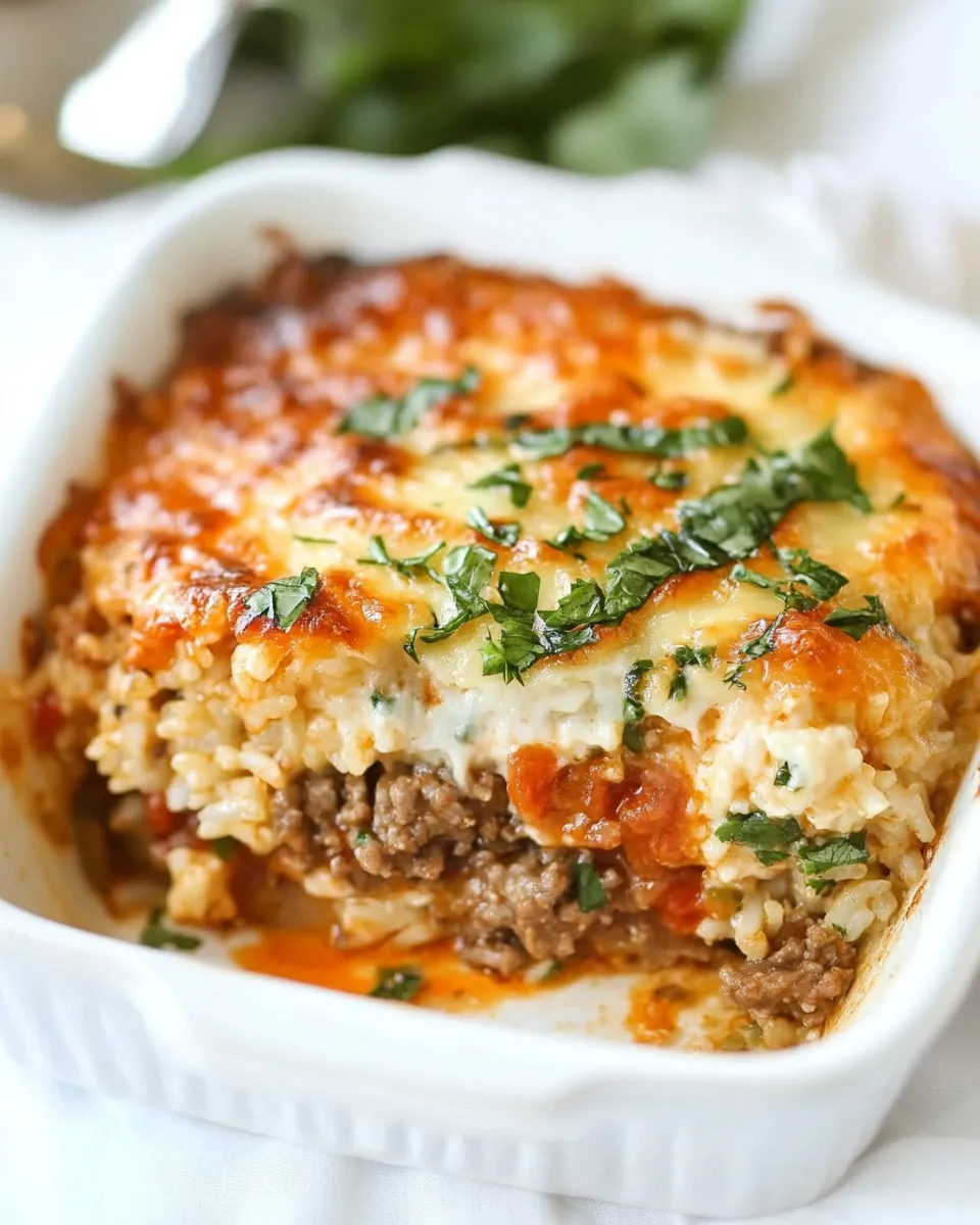 Delicious Pasteln de Arroz (Cheesy Beef and Rice Casserole) shot