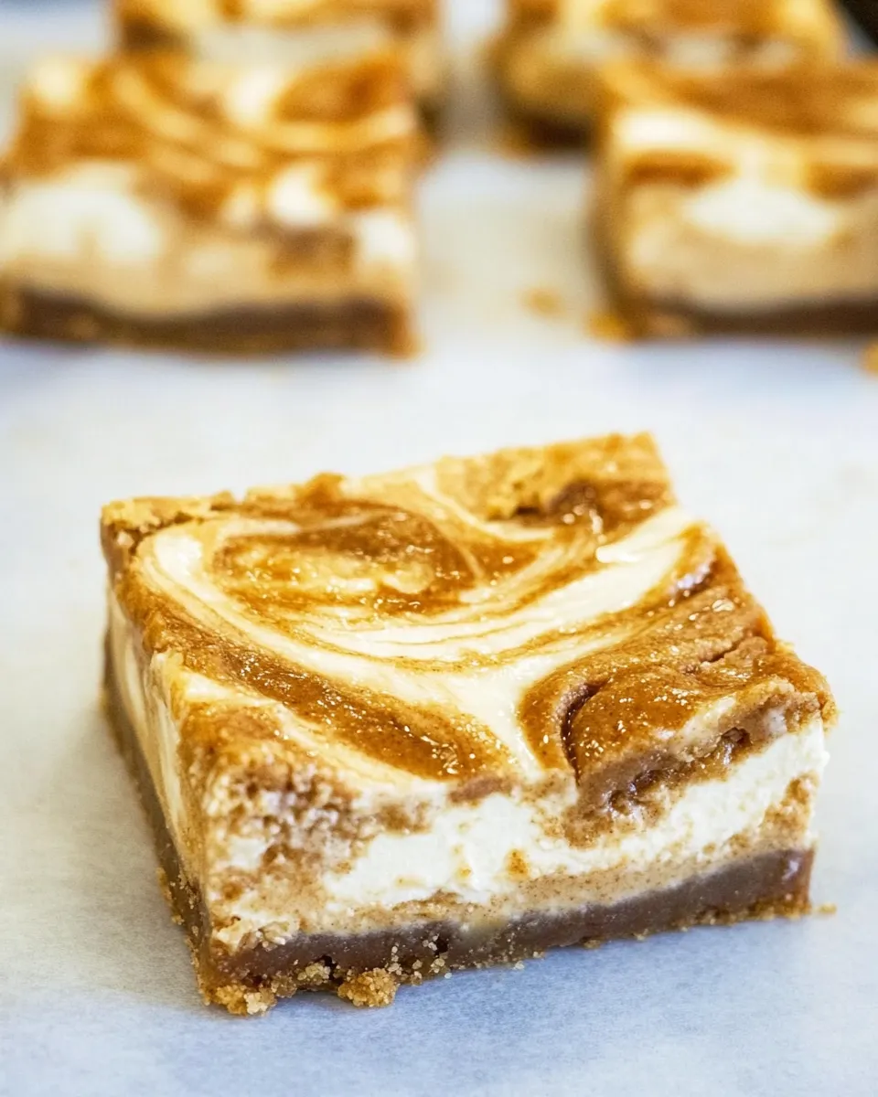 Homemade Peanut Butter-Swirled Cheesecake Bars with Brown Sugar-Graham Cracker Crust photo