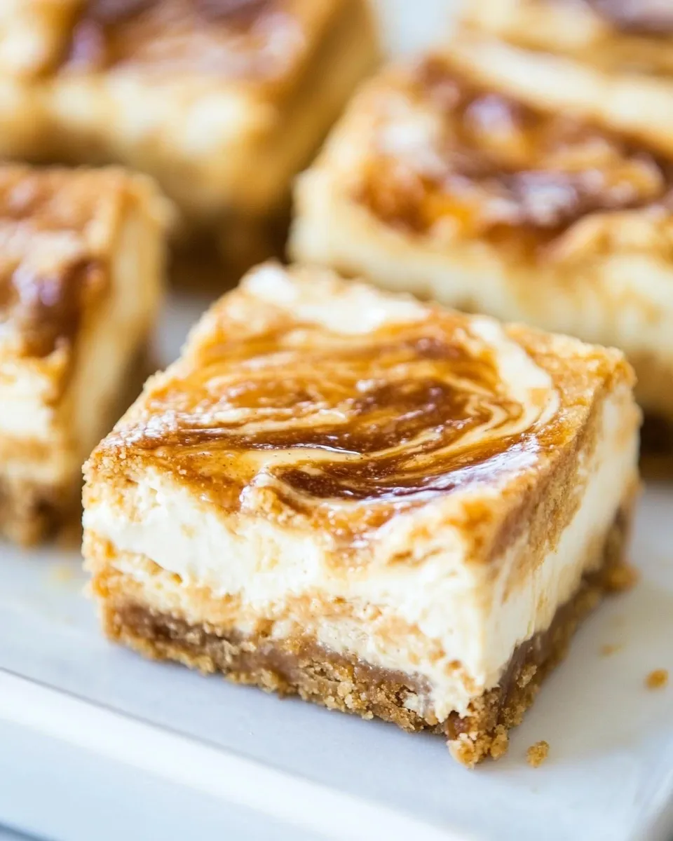 Classic Peanut Butter-Swirled Cheesecake Bars with Brown Sugar-Graham Cracker Crust image