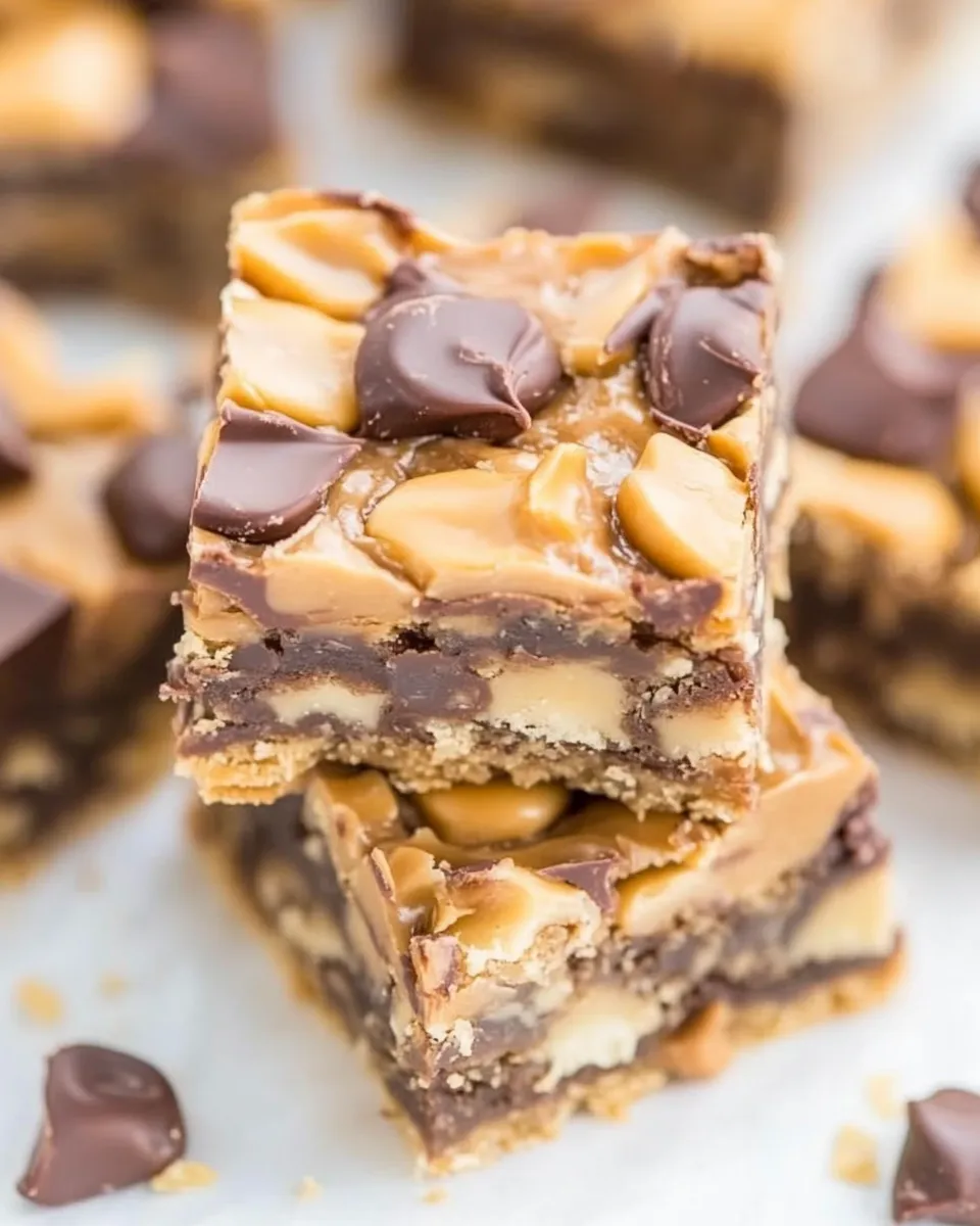 Delicious Peanut Butter Seven Layer Bars shot