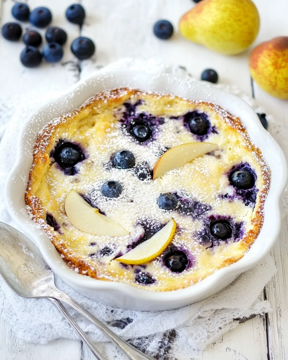 Easy Pear Blueberry Vanilla Clafoutis recipe photo