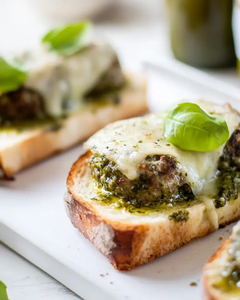 Homemade Pesto Meatball Melts. photo
